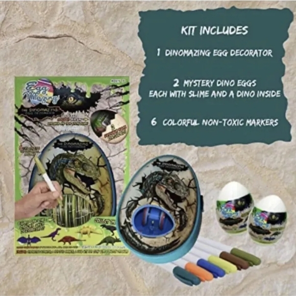 Egg Mazing DinoMazing Egg Decorator w/ Non Toxic Markers Dinosaur Craft Toy - Picture 5 of 16